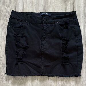 Wax Jean Black Distressed Pencil Skirt